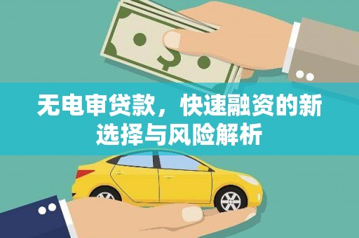 延吉无电审贷款，快速融资的新选择与风险解析