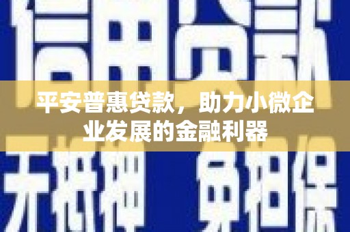 延吉平安普惠贷款，助力小微企业发展的金融利器